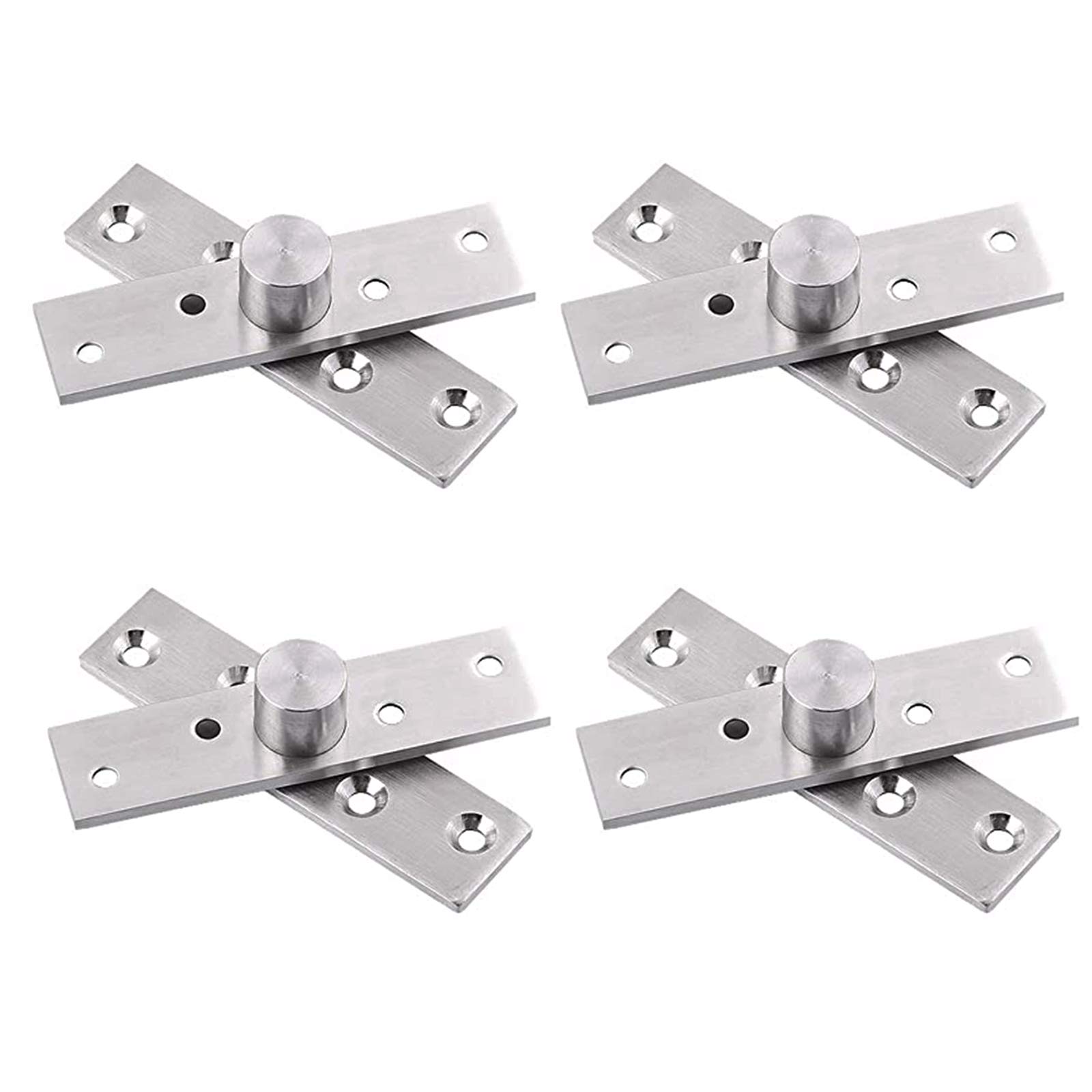 yeemeen Stainless Steel 4 PCS 360 Degree Rotation Center Pivot Hinges, Brushed Finished, Invisible Door Shaft Rotating Hinge, Silver 75x17mm, for Door Window Cabinet