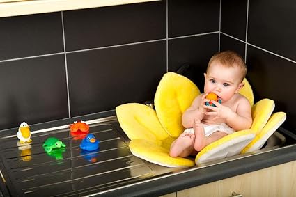 Jaune Blooming Petale Fleur De Lotus De Bain De Bebe Securite De Douche Lavabo Sans Danger Jouet De Bain Pour Bebe Enfant 0 6 Mois Amazon Fr Bebes Puericulture