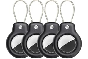 SPGUARD for AirTag Holder Case with Keychain, Air Tags-4 Pack for Apple Air Tag Holder with Wire Cable Lock Key Ring Chain Air Tagholder Accessories for GPS Item Tracker Kids,Keys,Luggage