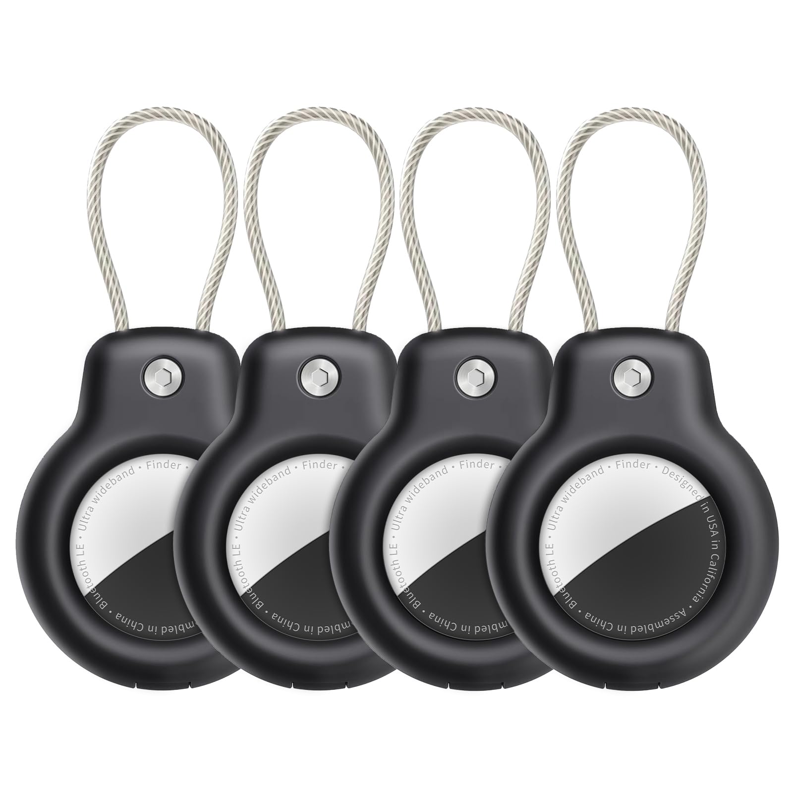 Photo 1 of SPGUARD for AirTag Holder Case with Keychain, Air Tags-4 Pack for Apple Air Tag Holder with Wire Cable Lock Key Ring Chain Air Tagholder Accessories for GPS Item Tracker Kids,Keys,Luggage
