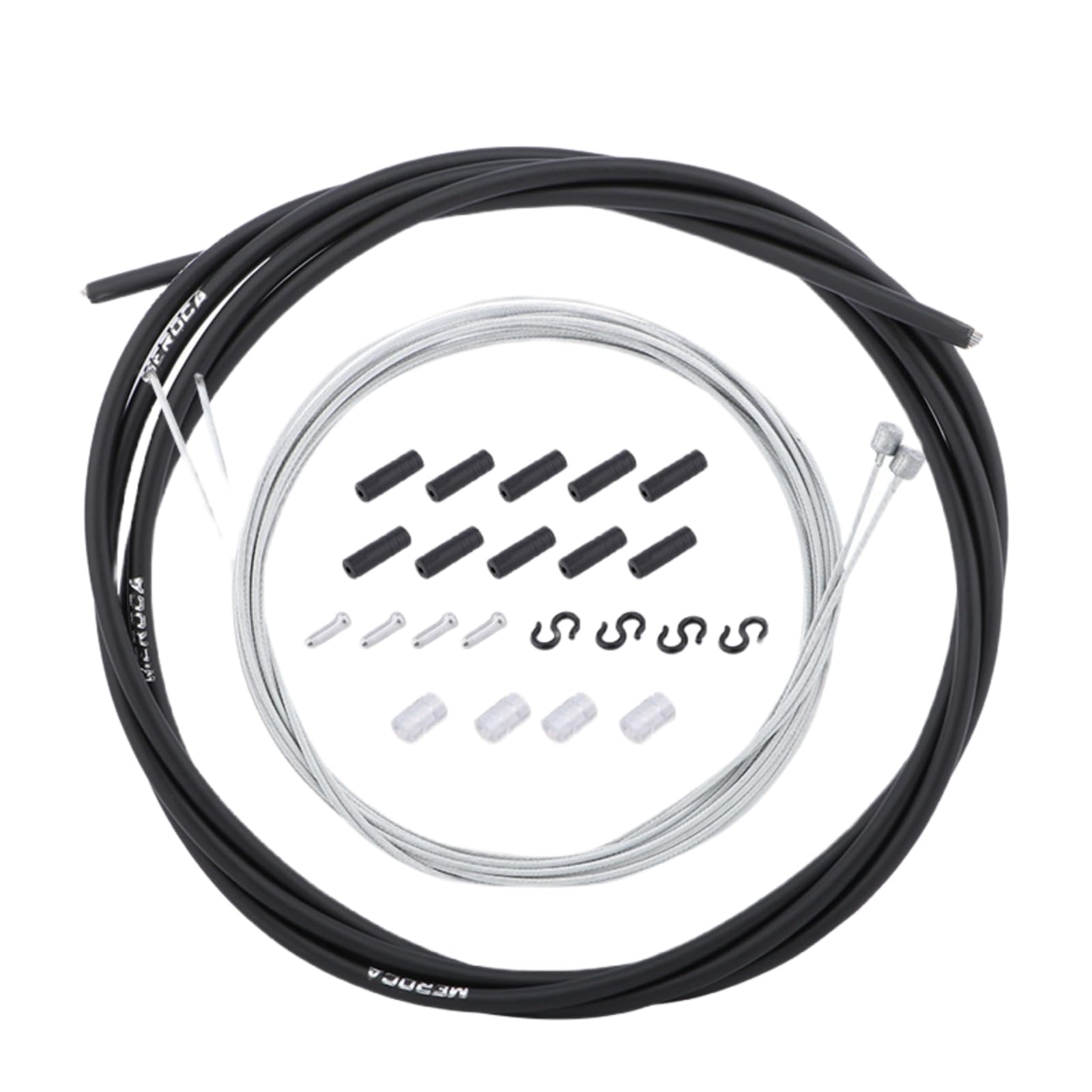 Universal Bike Brake Cable Housing Kit With 1 Bike Brake Housing,2 PCS Front and Rear Bike Brake Cables and End Caps Accessories for MTB Mountain Road Bike,Black