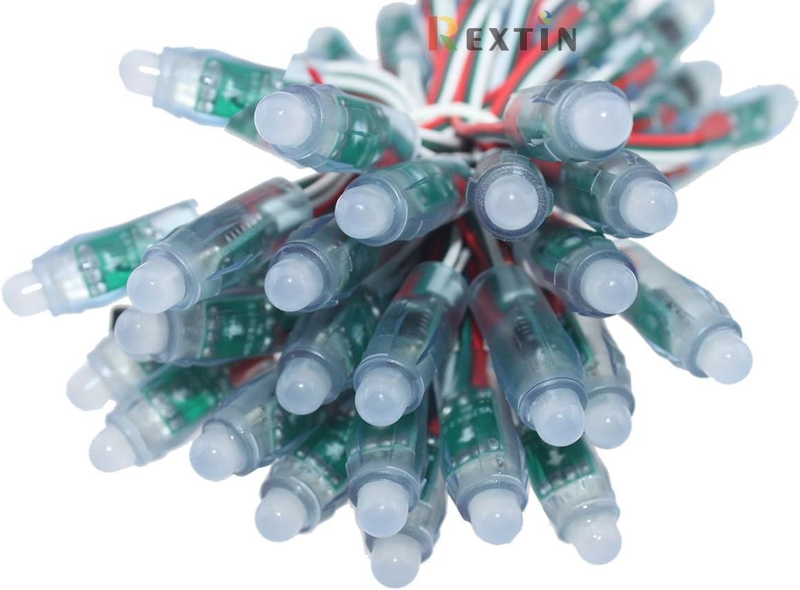 Rextin® WS2811 Pixels Digital Addressable LED String Lights Waterproof RGB Full Color 12mm DC 12V 5V (DC12V 50pcs) - Image 4