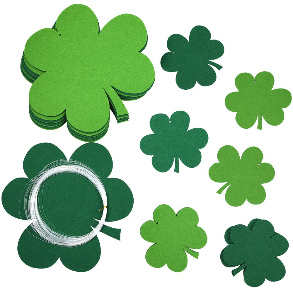 KUUQA 20 Pieces St.Patrick's Day Lawn Decorations Tree Hanging Decoration, Green Hanging Shamrocks Party Supplies