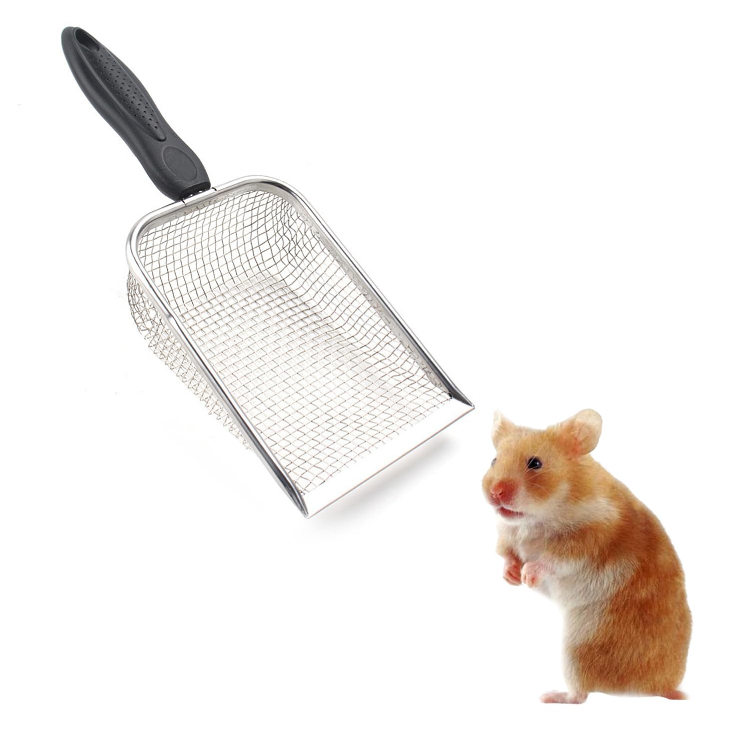 MEISH Hamster Sand Bath Scoop Litter Cleaner Corner Scoop Filtering Mesh Fine Holes Scoop Hamster Residue Excrement Shovels for Cleaning Tool