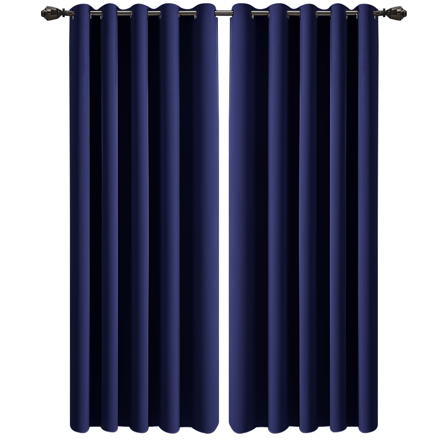 Imperial Rooms Eyelet Blackout Curtains for Living Room 90x90 Inch Navy Curtains for Bedroom Energy Saving Thermal Curtain 2 Panels with Tiebacks