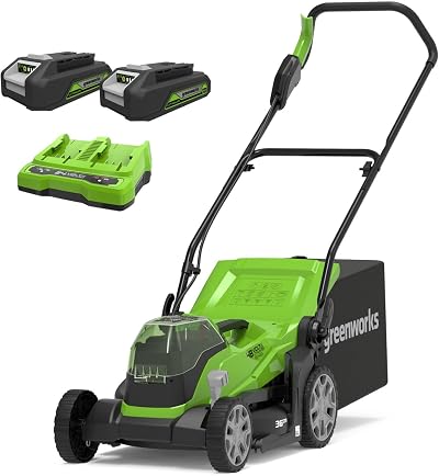 Greenworks 48V Cordless Lawnmower Twin Battery 36cm 40L Bag 210m²