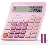 Calculators Desktop,Ipepul Talking Calculator with 2-line 12-Digits Large LCD Display and Large Button,4 Function Calculator for Business,Office,Store,School (Pink)
