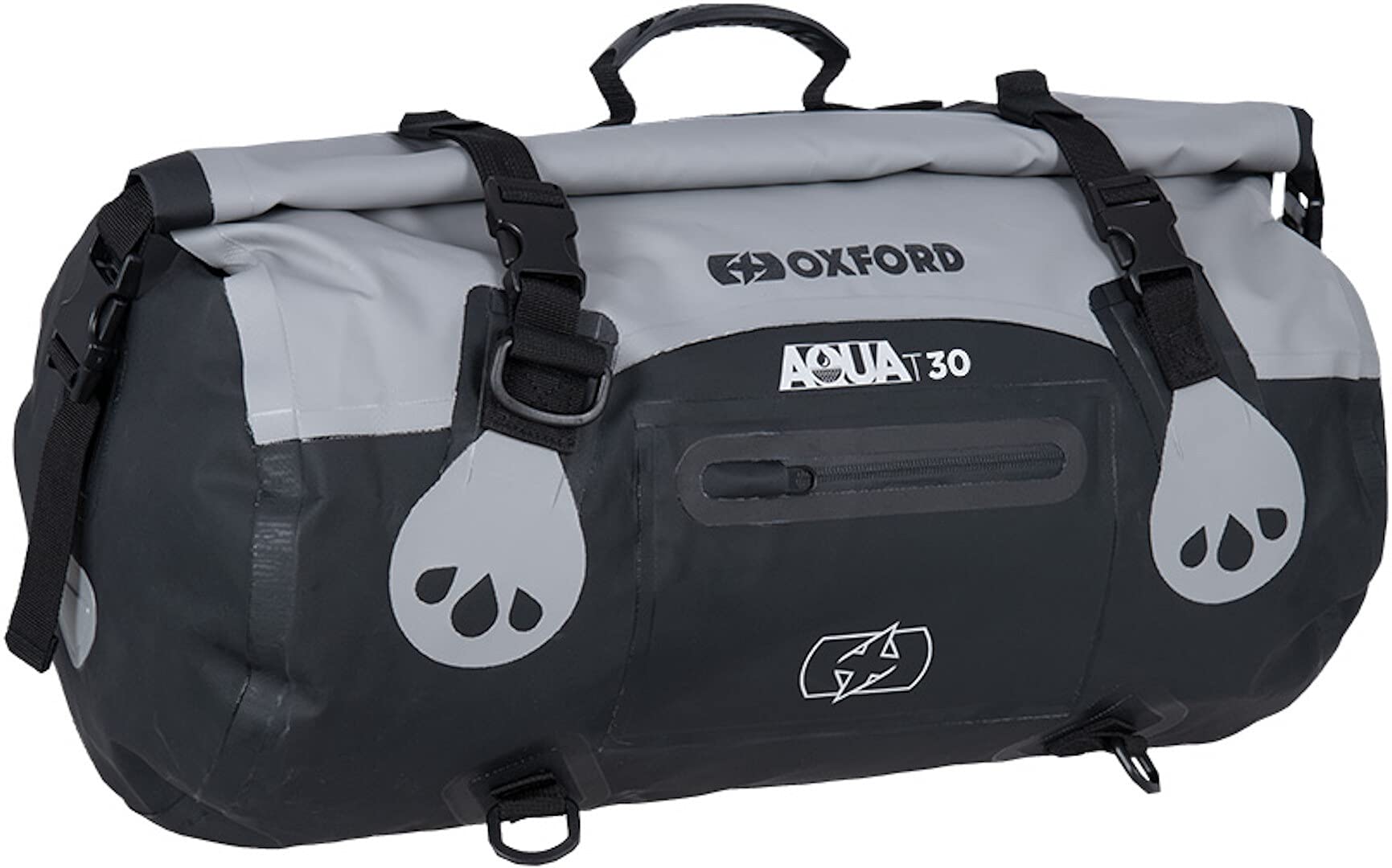 Oxford Aqua T30 Motorcycle Roll Bag Black/Grey Waterproof Bike Luggage