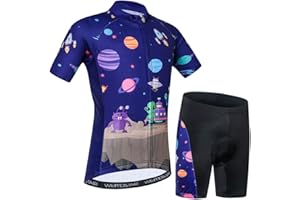 JPOJPO Cycling Jersey Kids,Short Sleeve Cartoon Road Mountain Bike Jersey Set/Top/Short for Girls Boys Breathable