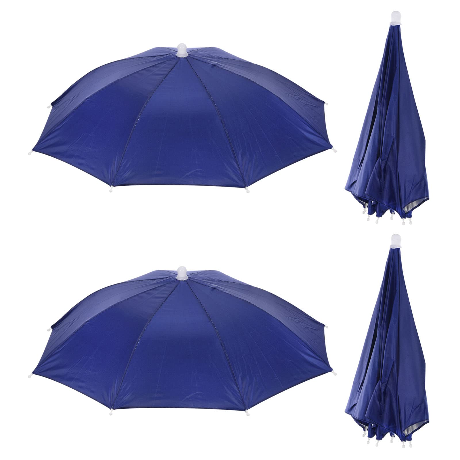 PATIKIL Umbrella Hat, 4 Pack 20 Inch Folding Sun Rain Cap Hands Free Fishing Umbrella Hat for Golf Fishing Camping Outdoor, Dark Blue