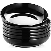 Y YHY Pasta Bowls 30oz, Large Salad Serving Bowls, Shallow Soup Bowls, Porcelain Pasta Bowls Set of 6, Microwave Dishwasher Safe, Black