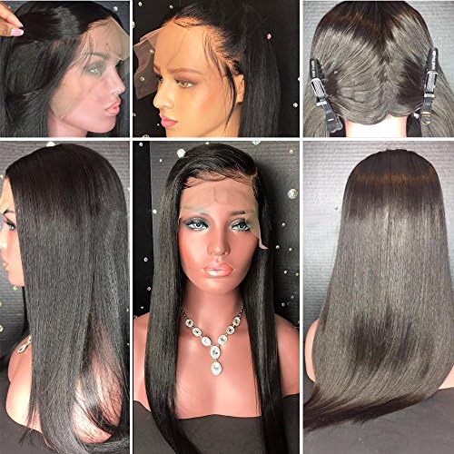 Axin Moon Hair 360 Lace Frontal Wigs with Baby Hair 180%-250% Density Brazilian Virgin Straight Hair Pre Plucked 360 Lace Wig Glueless Human Hair Wigs(12inch with 180 density,Free Part)