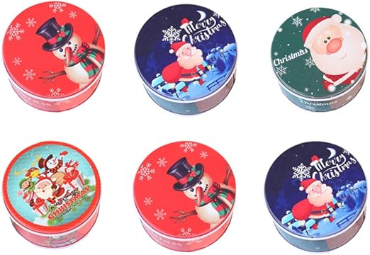 Amosfun 6 piezas latas de metal de navidad caja de regalo de caja de dulces de