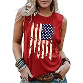 kfulemai Women's Here for The Boom Tanks Tops 4th of July Shirts Graphic Tee Patriotic Independence Day Sleeveless Shirt