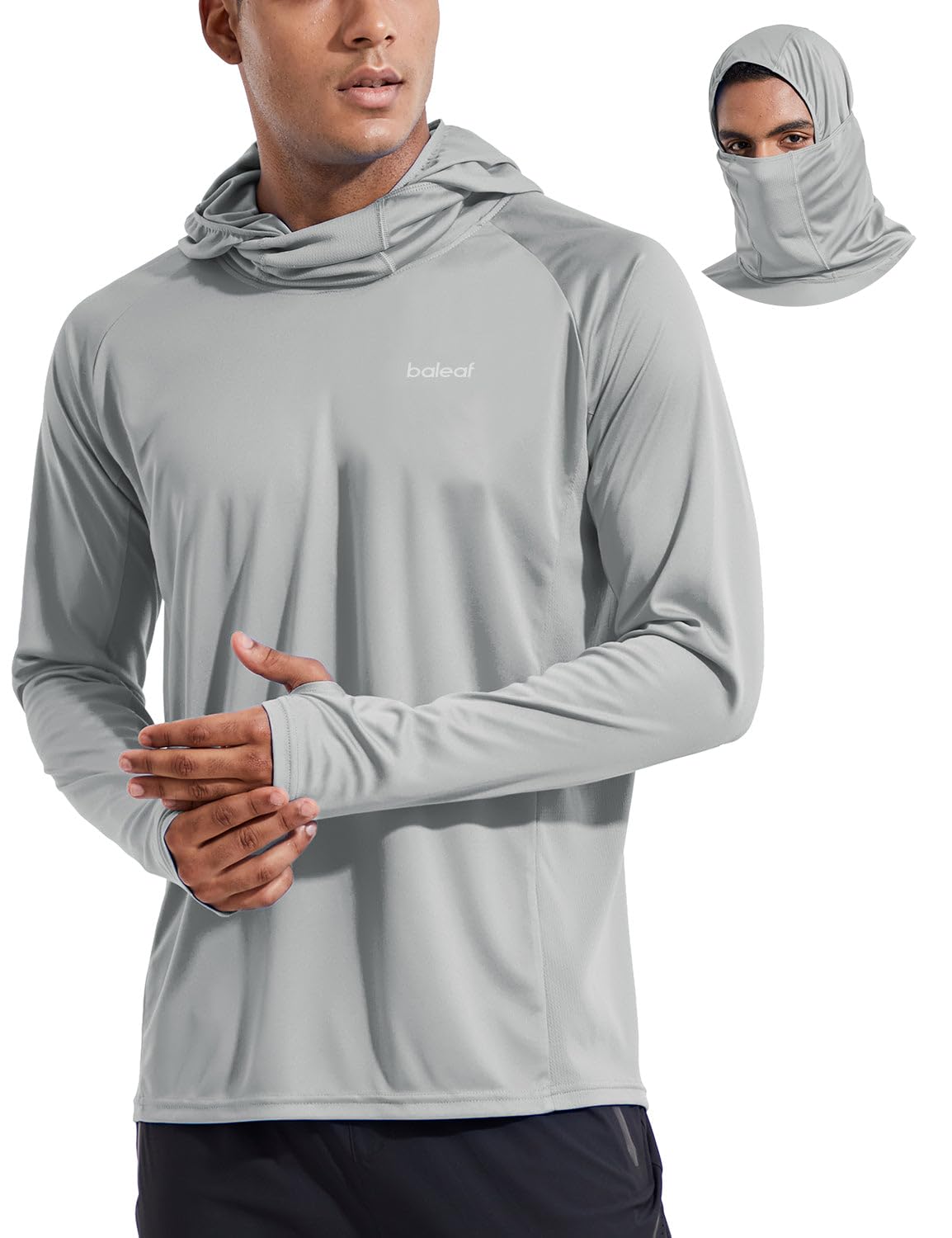 Photo 1 of *MINOR DAMAGE - USED*
baleaf Men's Sun Protection Hoodie Shirt UPF 50+ Long Sleeve UV SPF T-Shirts with Mask Rash Guard Fishing Lightweight Gray Size L
