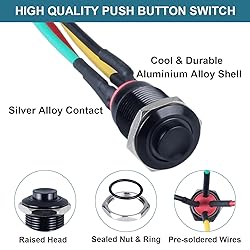 DMWD 5pcs 12mm Metal Momentary Push Button Switch