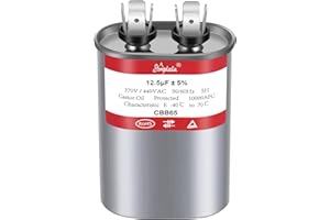 AMPTATA AC Capacitor, 12.5uf CBB65B Capacitor for AC/HVAC/Air Conditioner/Pool Pump/Condenser Fan Run Motor Start, 12.5MFD CBB65 370VAC 440VAC 450VAC 50/60Hz Carrier ac Capacitor
