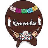 Day Of The Dead Decorations, Dia De Los Muertos Ofrenda Altar Recuerdame Wood Sign Decorations Kit with Stand, 3d Calaveras, Papel Picado Altar Supplies Decor Halloween Home Party