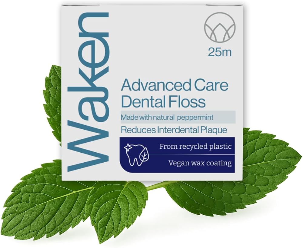 Waken Peppermint Dental Floss 25m Vegan 100% Natural Flavour White