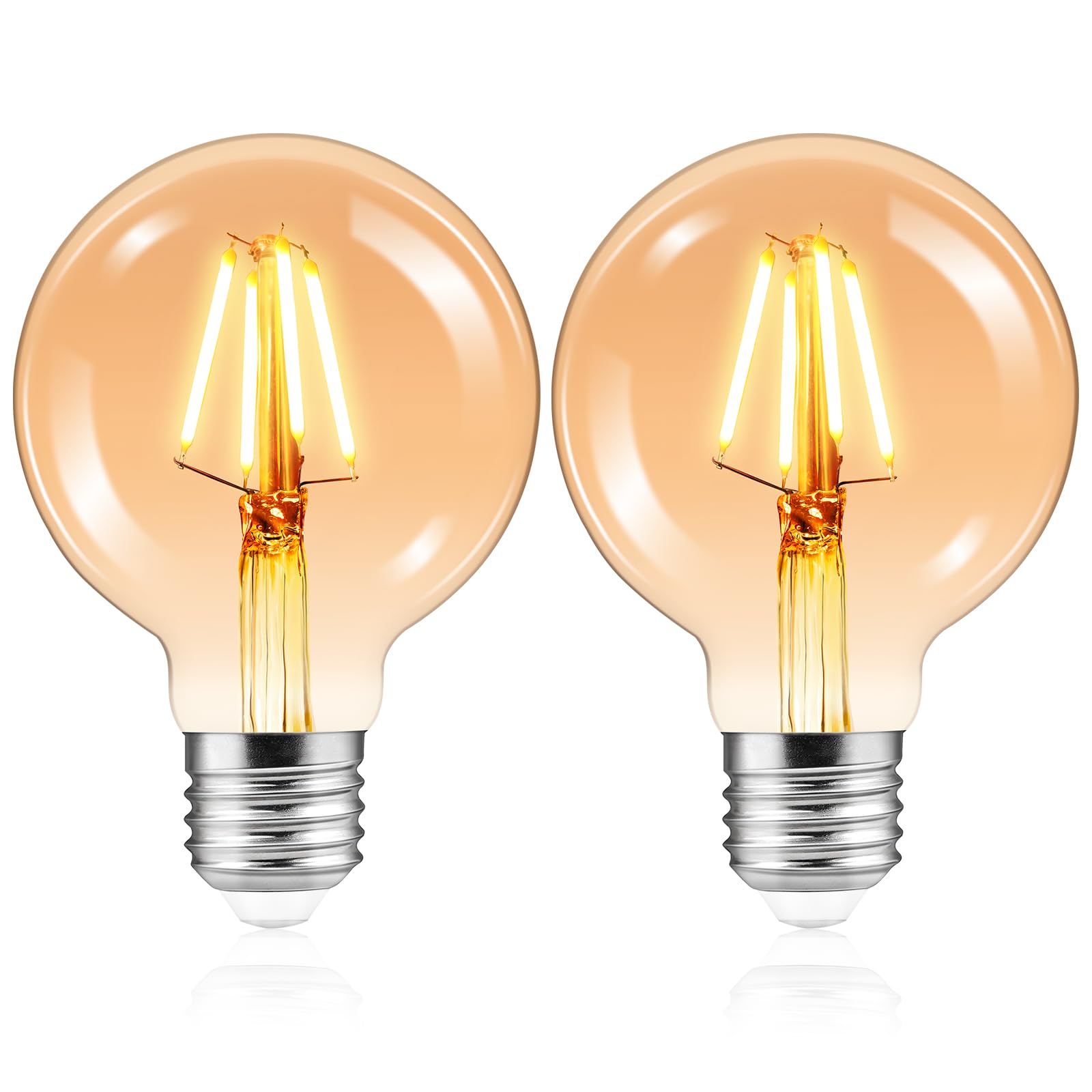 G80 Retro Dimmable Edison Decorative Antique LED Bulb 4W(40 Watts Equivalent), E27 Screw Bulb Warm White 2700K, Energy-Saving Pendant Lamp,Filament Globe Bulb,Suitable for Home,Restaurant,Cafe,2 Pack
