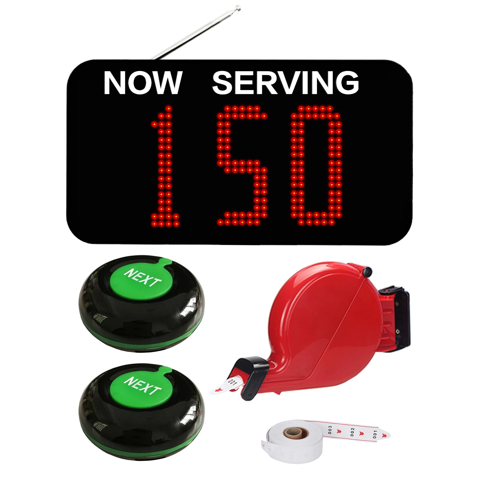 CYSSJF Queue Calling System | 3-Digit Number Caller & Queue Management | Display+2 Call Buttons+Remote+Ticket Dispenser+1 Number Roll | For Restaurant/Deli Counter/Clinic/Supermarket/Waiting Area