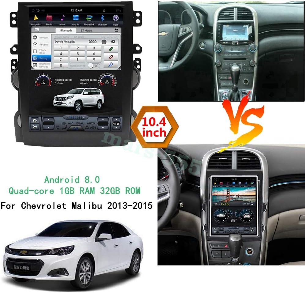 10.4 Inch Android 8.0 1+32G Tesla Style Car GPS Navigation DVD Radio Stereo for Chevrolet Malibu 2013-2015