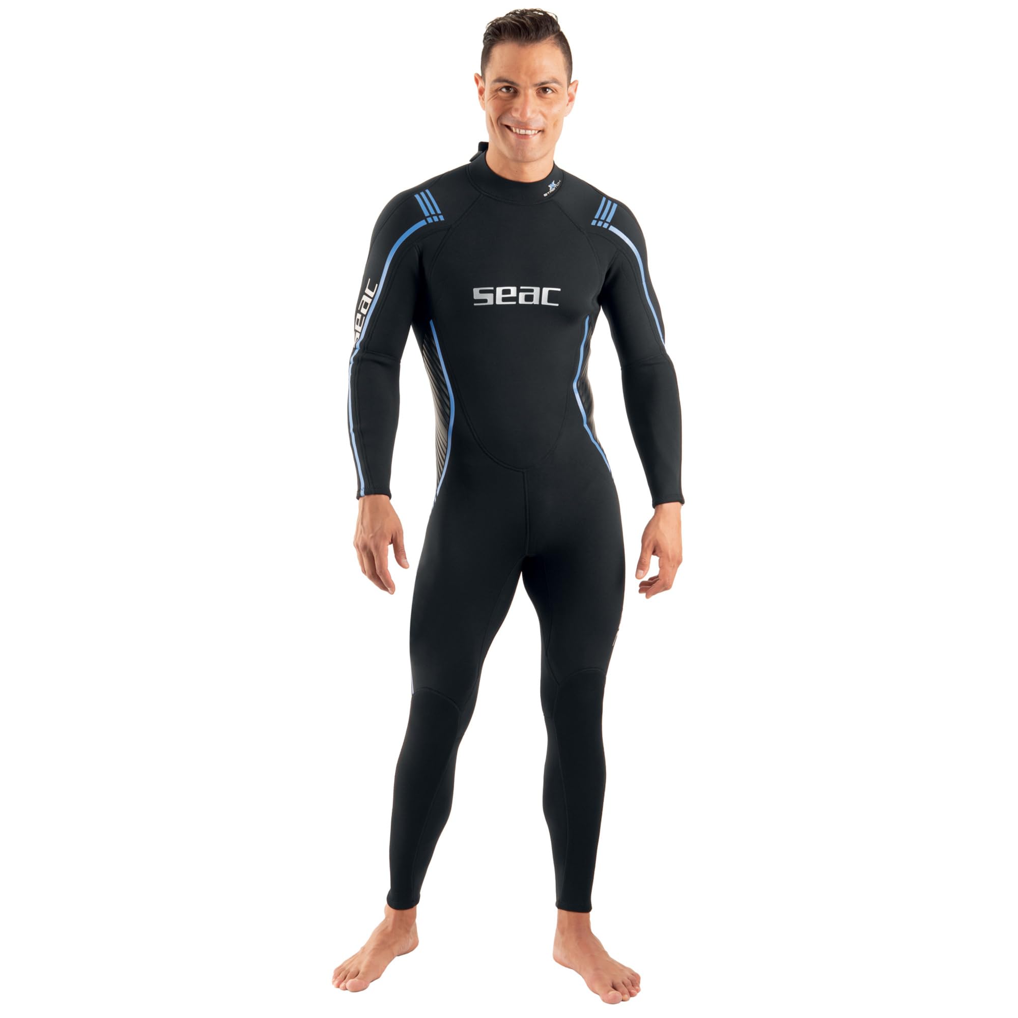 SEAC Feel Man, One-Piece Ultra-Elastic 3 mm Neoprene Wetsuit with Back Zipper for Diving, Snorkelling and Freediving