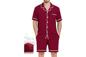YOPUGEE Mens Pajamas Set Short Sleeve Sleepwear Button Down Loungewear Set Soft Modal 2Pcs Pj Set with Pockets S-3XL