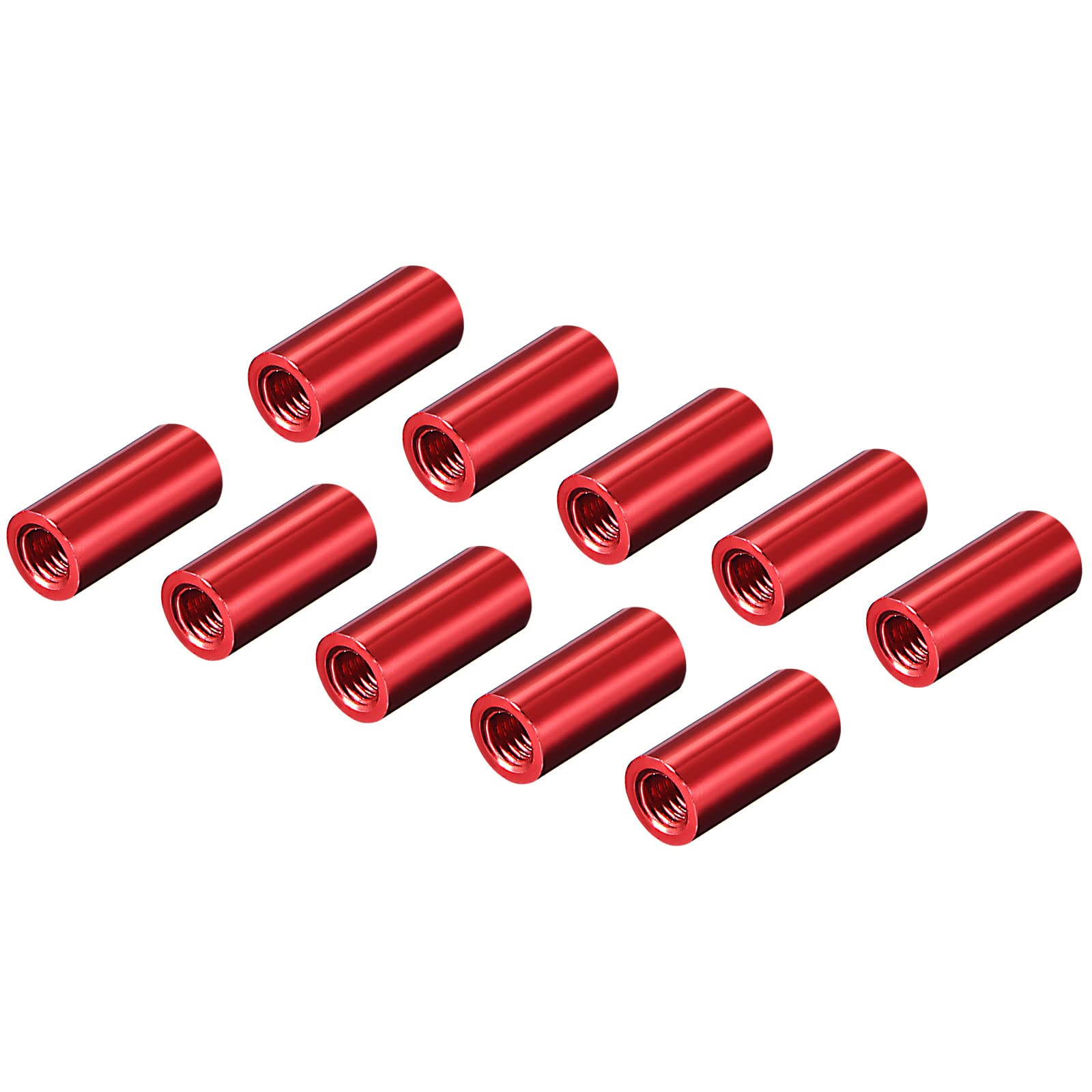 DMiotech 10 Pack M3x15mm Aluminum Spacer Column Aluminum Standoffs Round Spacers Model Spacing Screw Post for RC, Red