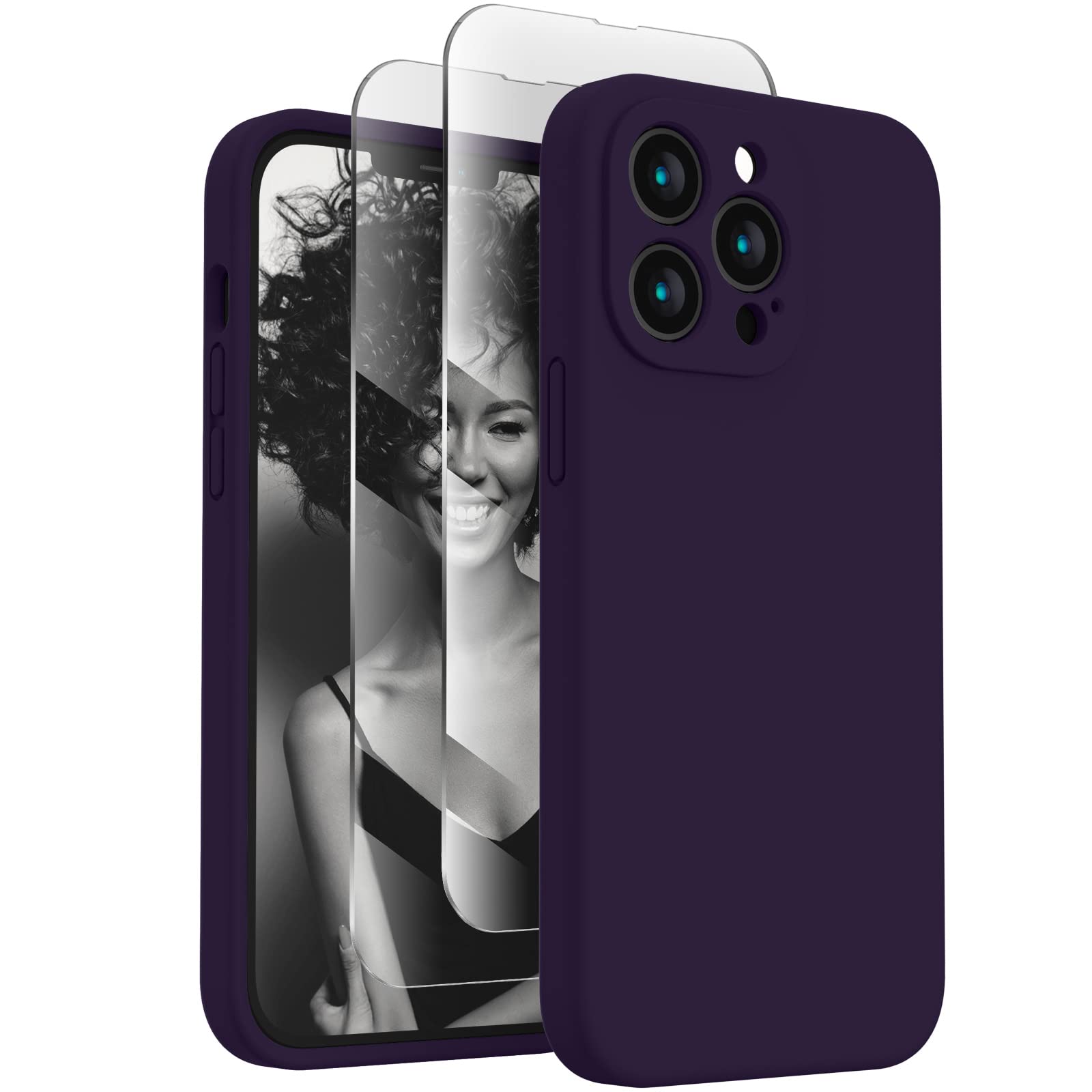 Photo 1 of FireNova Designed for iPhone 13 Pro Max Case, Silicone [Camera Protection] Phone Case, Soft Anti-Scratch Microfiber Lining Inside, 6.7 inch, Purple