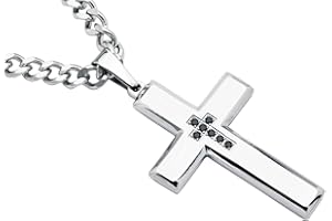 BLACKJACK JEWELRY BLACKJACK Men’s Cross Pendant, 316L Stainless Steel Necklace White/Gold/Black/Blue with a 24” Curb Chain, CZ Variants, Simple Jewelry Gifts