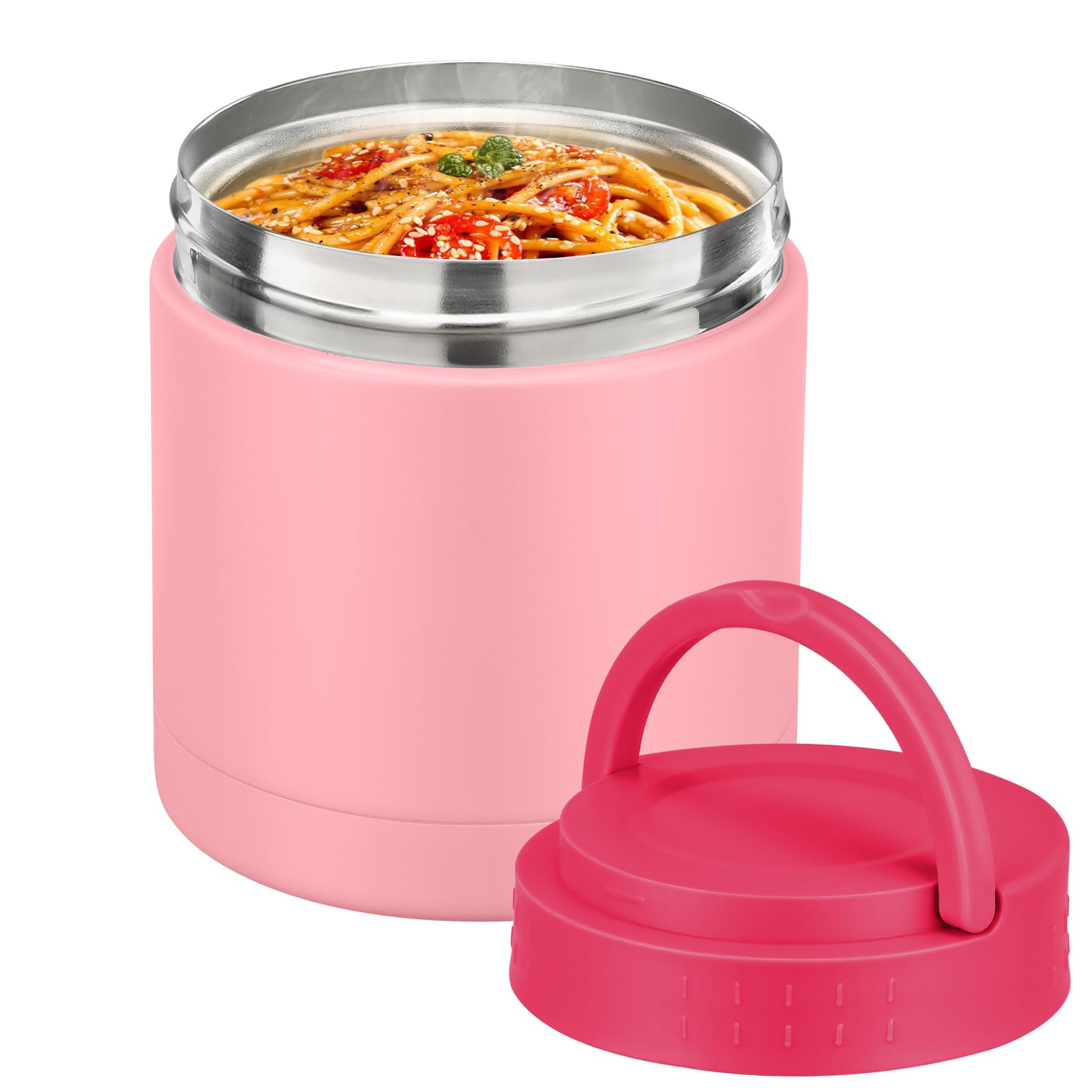 Photo 1 of 10.5oz Soup Thermo for Hot Food Kids Adults Insulated Food Jar with Handle Width Mouth Leak Proof Food Containers Stainless Steel Lunch Box for Office School Travel Outdoors (Pink)