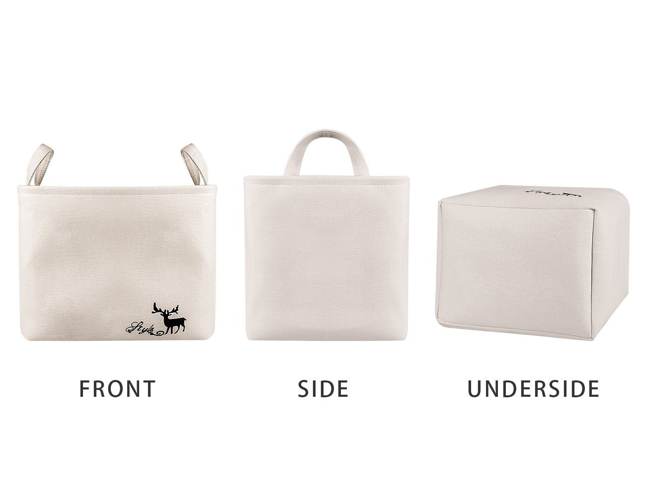 WISHPOOL Collapsible Storage Bin Baskets Foldable Canvas Fabric Storage Cube Bin Set With Handles For Home Laundry Closet (2-PACK 2) …