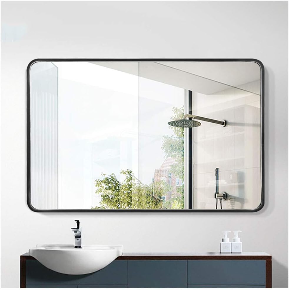 Hxysj Nordic Square Explosion Proof Decorative Mirror American Bathroom Mirror European Bathroom Wall Mounted Mirror Bedroom Vanity Mirror Makeup Mirror Fashion Color Black Size 60cmx80cm Amazon Co Uk Kitchen Home