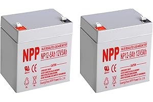 NPP 12V 5Ah (F2, 2Pcs) 12Volt Rechargeable Sealed Lead Acid Long Life UPS Battery with F2 terminals Replaces ATV Quad Motorcycle Scooter Moped，Security Systems, Electronic Scale, Electric Toys