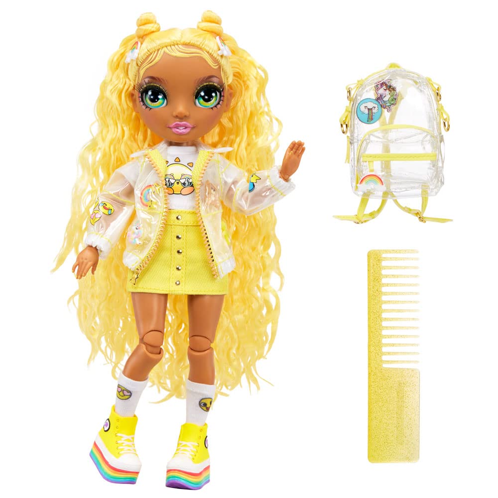 Rainbow High Jr. High - SUNNY MADISON - 9-Inch (23cm) Yellow Fashion Doll With Outfit & Accessories - Includes Fabric Backpack With Open & Close Feature - Gift & Collectable Kids Ages 6+