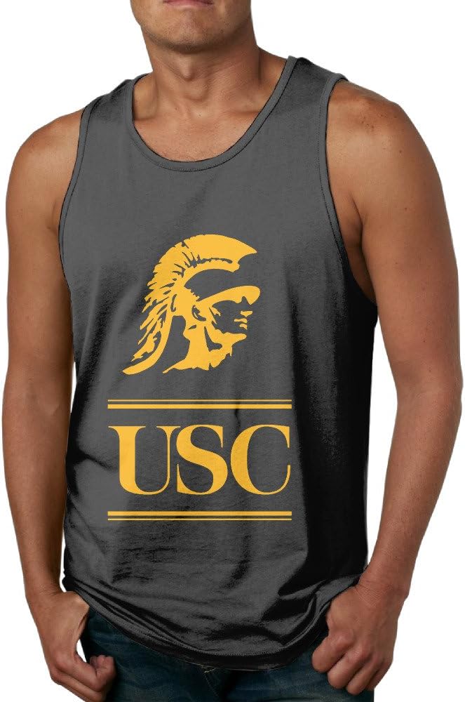 CYSKA Men's Graphic Usc Trojans Football Logo Mascot Tank Top Black