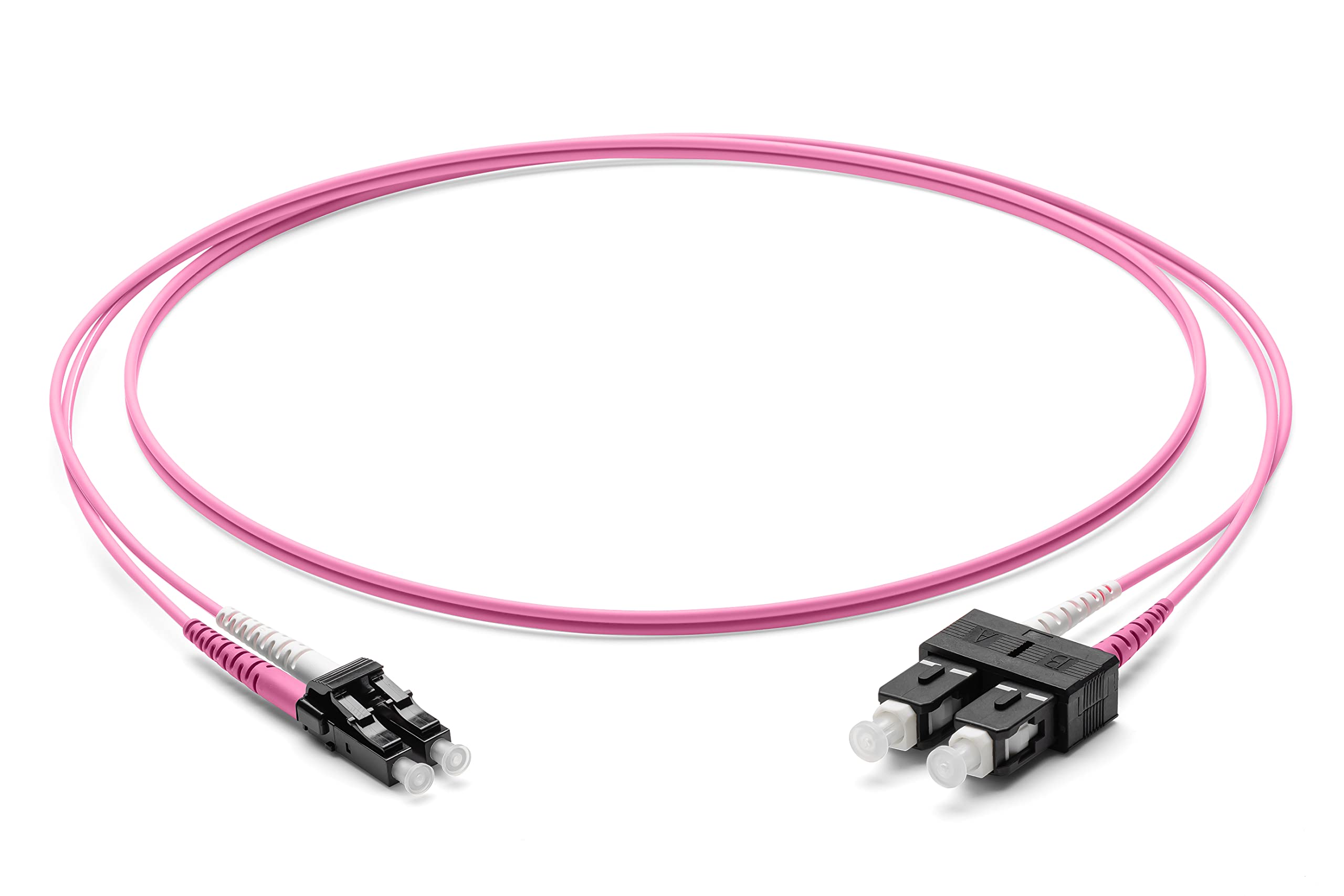 Corning Fibre Optic Patch Cable 2 x 2.0 mm - Multimode Duplex LC PC Duplex to SC PC Duplex 2 m (Purple) - OM4
