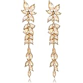 Fashion Rhinestone Statement Drop Dangle Earrings Dangling Sparkly Crystal Marquise Bridal Bridesmaid Wedding Earrings Long Chandelier Teardrop Earrings for Women Prom Party