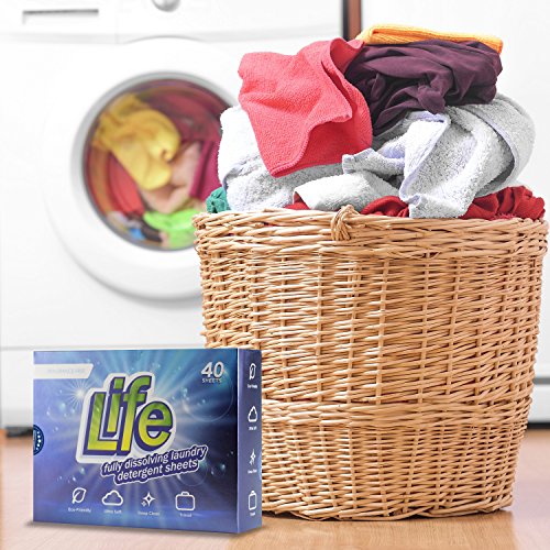 LIFE LDS40 Dissolving Laundry Detergent Sheets, 40 Count , White