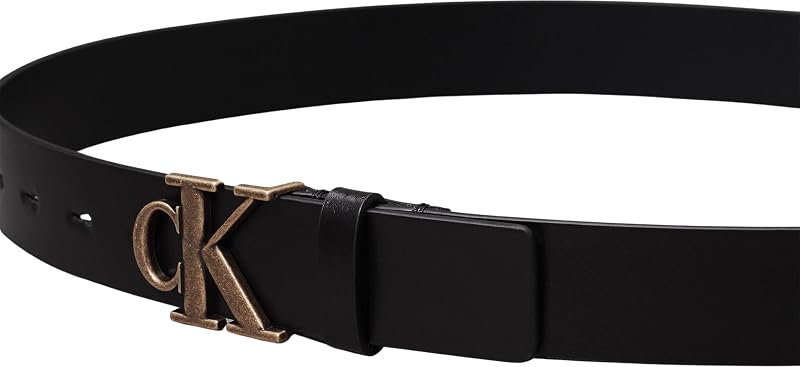 Ceinture Femme Mono Plaque Belt 30 mm en Cuir, Noir (Black), 80 cm