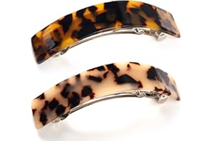 Eyegla Hair Barrettes for Women Large French Barrette Hair Clips Tortoise Shell Barrettes for Thick Hair,2 Pack