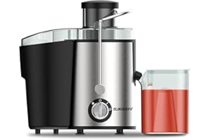ELIKIDSTO Juicer Machines,Juicer,Large 3 Inch Feed Chute for Whole Fruits and Vegetables,Faster Juicers Dual Speed,Juice Residue Separation,Easy to Use/Clean,Anti-Drip