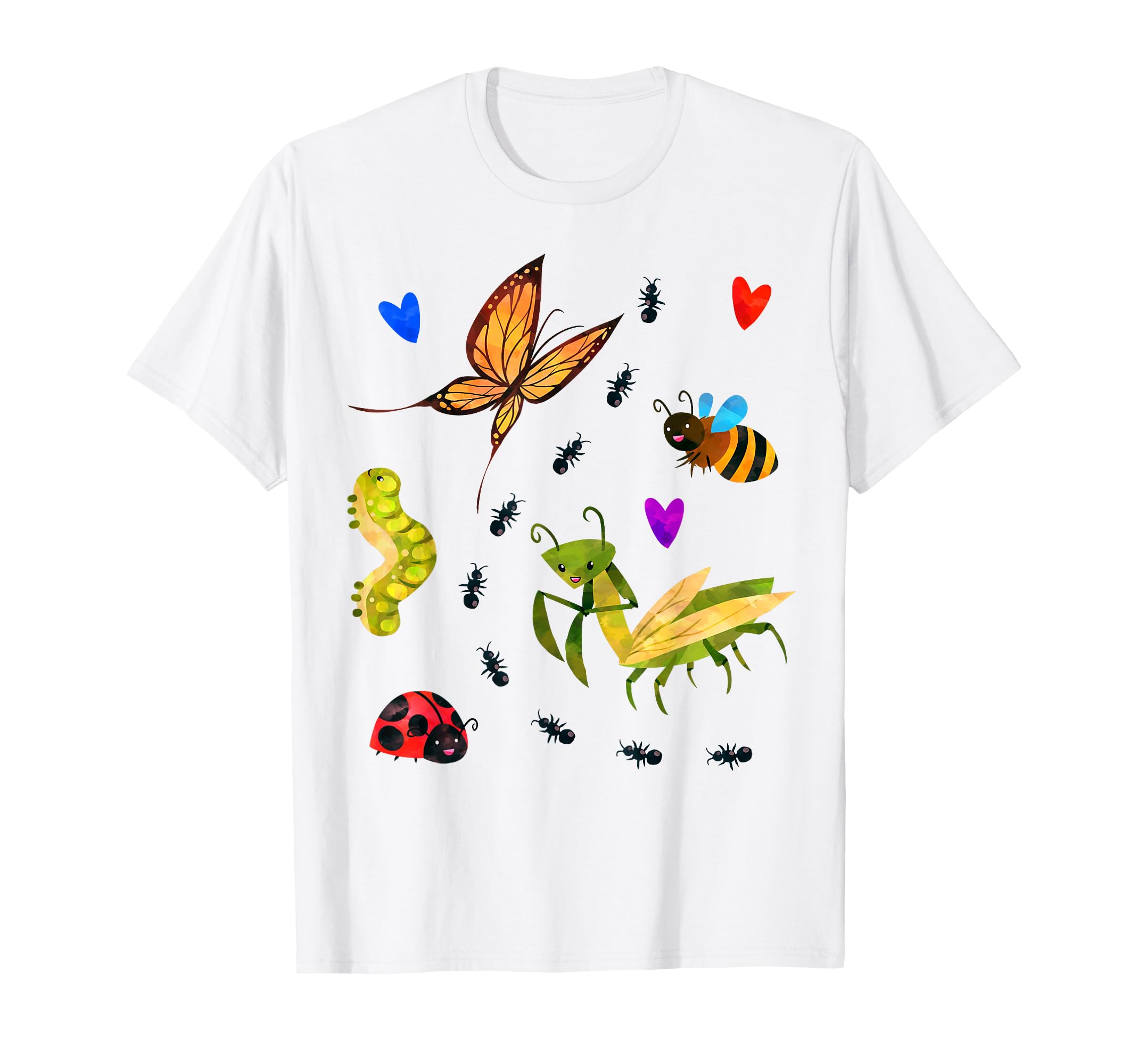 Photo 1 of green Kawaii Bugs Insect Ladybug Bee Mantis Butterfly for Kid Girl T-Shirt xs youth