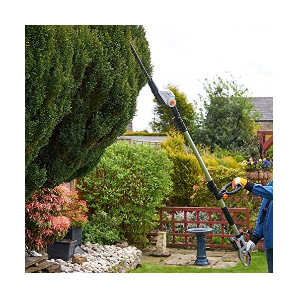 vonhaus cordless pole hedge trimmer with 20v max battery