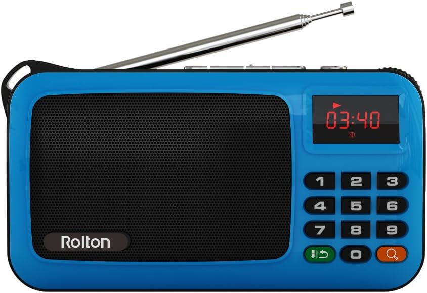 Rolton W405 Portable Mini FM Radio Speaker Music Player TF Card for PC iPod Phone with LED Display (Blue): Home Audio & Theater