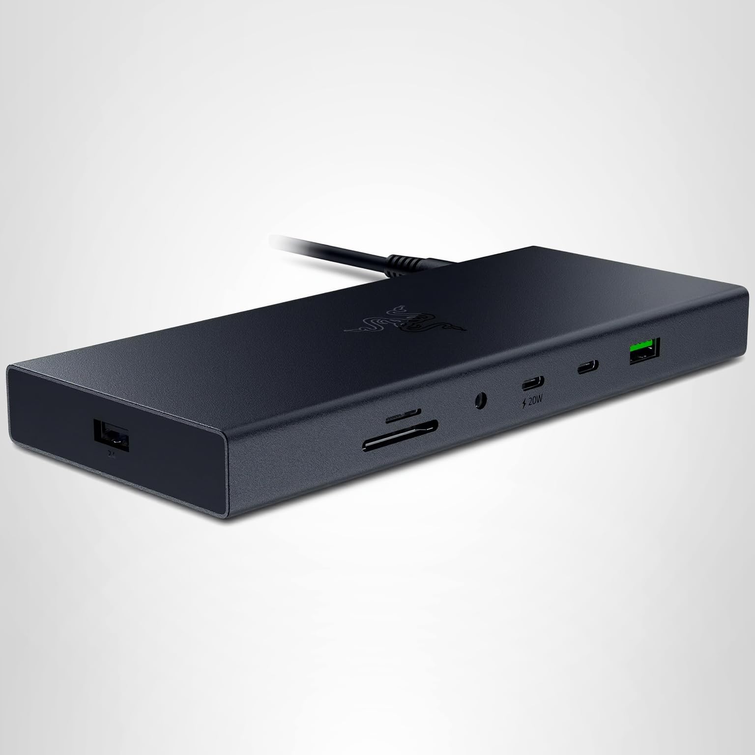 Razer USB 4 Dock: 14 Ports (Type C, Type A, HDMI, DP, Ethernet, SD, 3.5mm) - Dual Monitor Up to 4K 120 Hz - Laptop & Phone Fast Charge - Durable Lightweight Casing - Windows & Mac Compatible - Black
