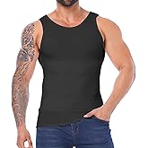 Daytain Mens Compression Shirt Slimming Body Shaper Mens Shapewear Tummy Control Sleeveless Abdomen Undershirt Vest Tank Tops