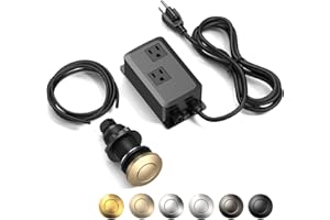 Anwoll Garbage Disposal Air Switch Kit -Professional, Dual Outlet Sink Top Waste Disposer On/Off, Air Switch Button, UL Listed, Long/3.6“, Champagne Bronze