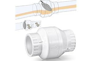 Geetery 1 Pcs 2 Inch PVC Slip Swing Check Valve No Spring Back Flow Preventer Valve White No Return Silent Backflow for Backflow Prevention, Reduces Water Hammer Noise